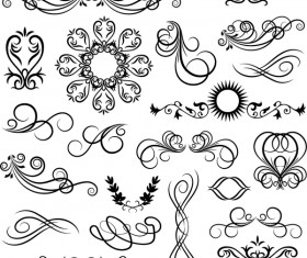 Black floral ornaments illustration vector 03