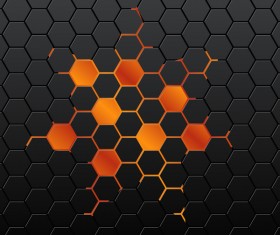 Black hexagon background vector