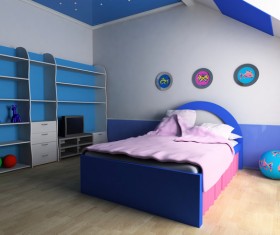 Blue childrens room decoration Stock Photo 01