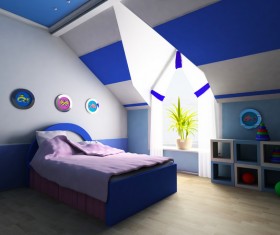 Blue childrens room decoration Stock Photo 02