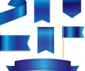 Blue ribbon tag sticker vector