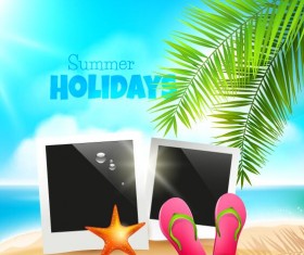 Blue sea with summer travel background vectors 01