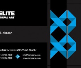 Blue with black business card front vector