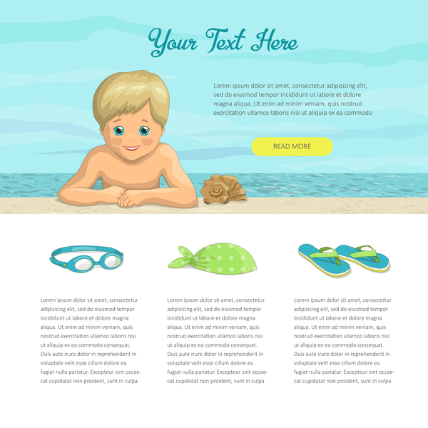 Boy with summer holiday background for text vector