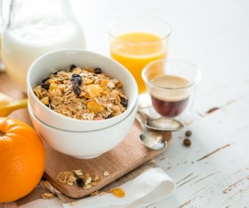 Breakfast cereals and fruit Stock Photo
