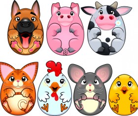 Cartoon animal egg shape vector