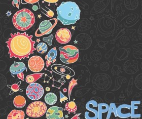 Cartoon space doodles vector background 03