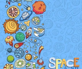Cartoon space doodles vector background 07
