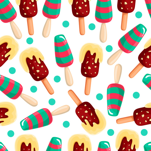 Chocolate popsicle seamless pattern vector