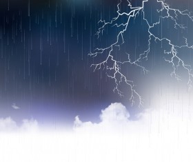 Clouds rain and lightning vector background 02