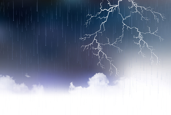 Clouds rain and lightning vector background 02