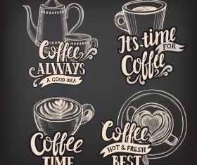 Coffee logos design with chalkboard background vector 02