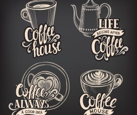 Coffee logos design with chalkboard background vector 03