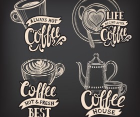Coffee logos design with chalkboard background vector 04