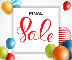 Colored balloon with sale background vector design 01