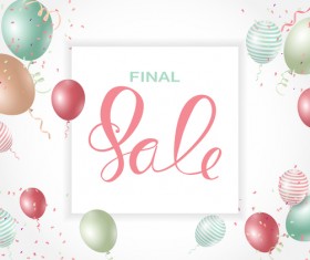 Colored balloon with sale background vector design 02