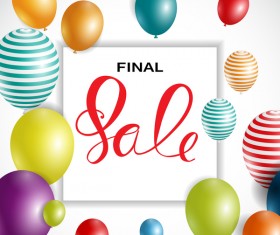 Colored balloon with sale background vector design 03
