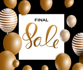 Colored balloon with sale background vector design 08