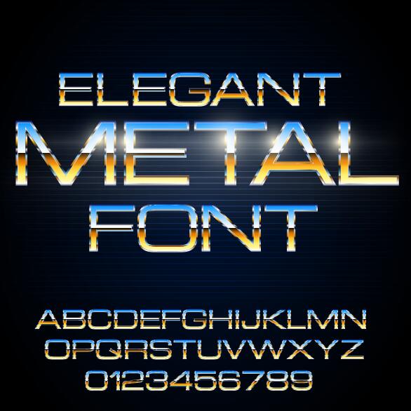 Colored metal alphabet with number vector