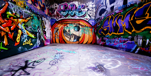 Colorful graffiti painting on the wall Stock Photo