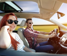 Couples traveling by car Stock Photo 02