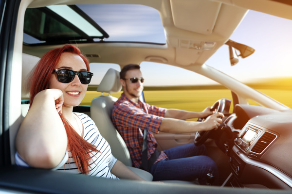 Couples traveling by car Stock Photo 02