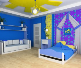 Creative childrens room decoration Stock Photo 01