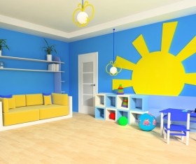 Creative childrens room decoration Stock Photo 03