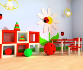 Creative childrens room decoration Stock Photo 04