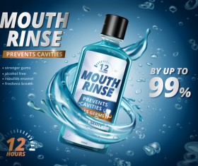 Creative mouth rinse ads template vector 06