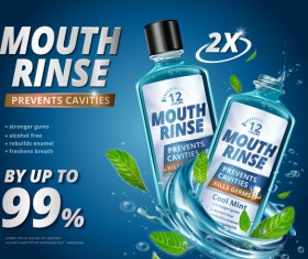 Creative mouth rinse ads template vector 07