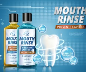 Creative mouth rinse ads template vector 08