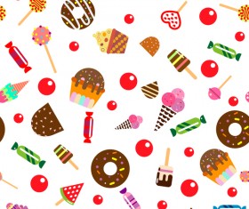 Cupcake with candy seamless pattern vector