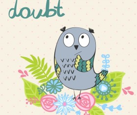 Cute cartoon owls vector material 01