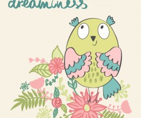 Cute cartoon owls vector material 05