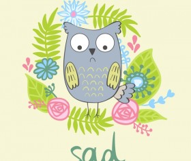 Cute cartoon owls vector material 06