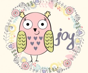 Cute cartoon owls vector material 08