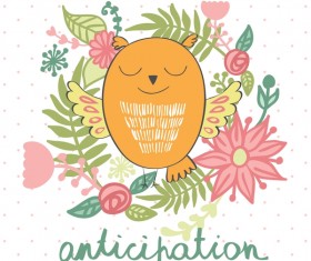 Cute cartoon owls vector material 11