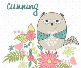 Cute cartoon owls vector material 12