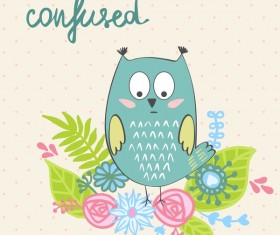 Cute cartoon owls vector material 13
