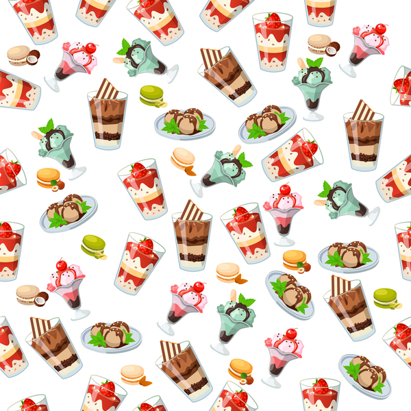 Cute cupcake seamless pattern vector 13