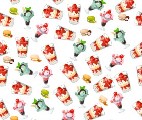Cute cupcake seamless pattern vector 14