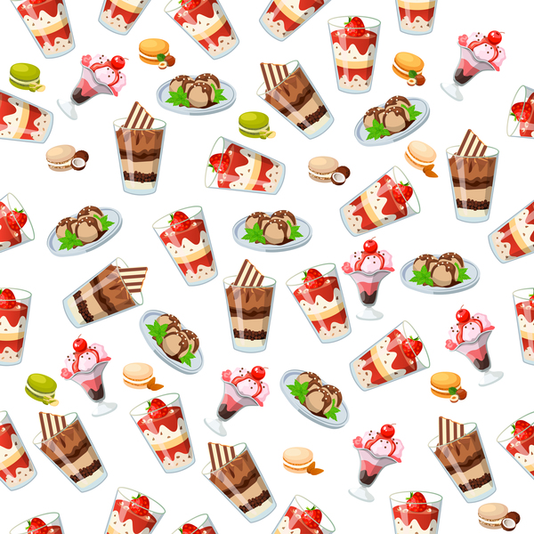 Cute cupcake seamless pattern vector 15