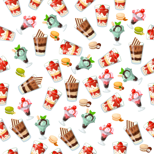 Cute cupcake seamless pattern vector 16