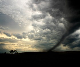 Dark sky tornado Stock Photo