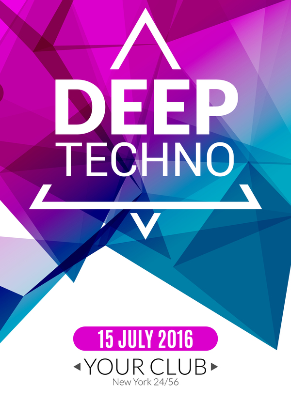 Deep tech party poster template vectors