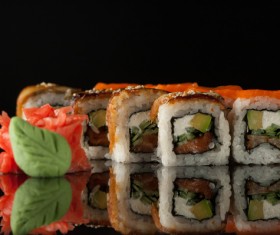 Delicious sushi on a black background Stock Photo 02