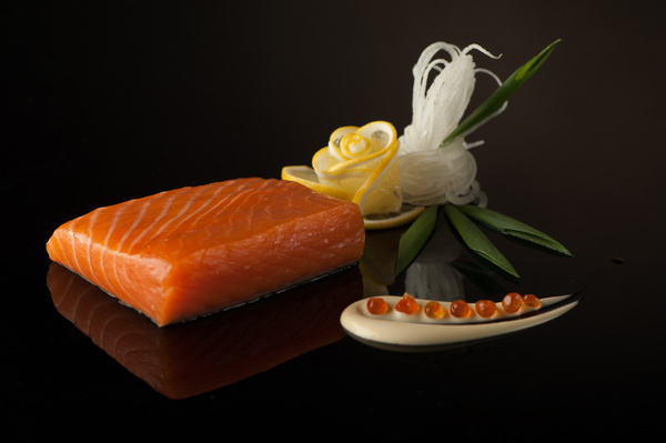 Delicious sushi on a black background Stock Photo 04