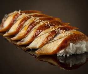 Delicious sushi on a black background Stock Photo 05