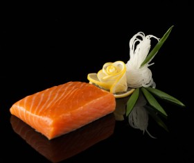 Delicious sushi on a black background Stock Photo 09